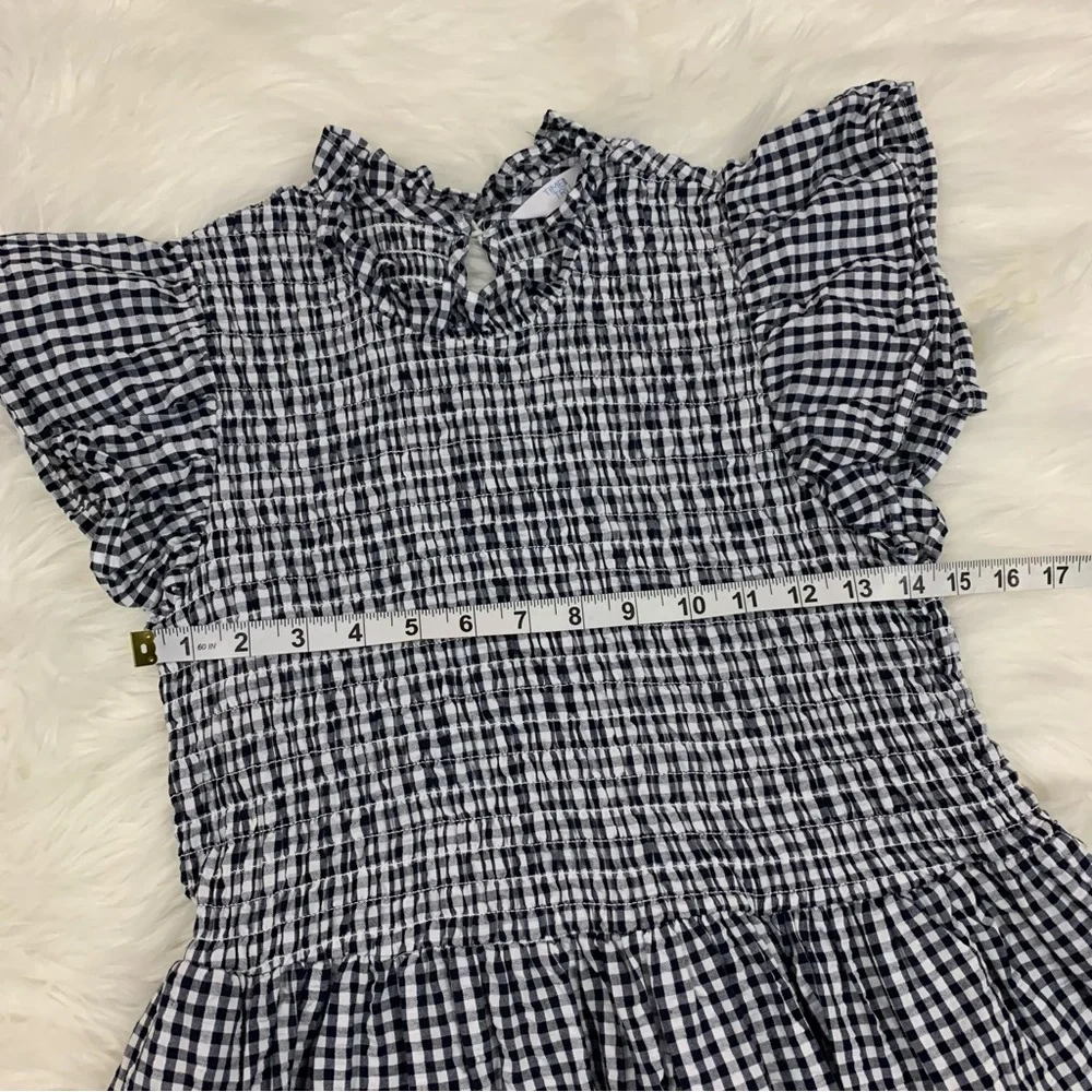Time and Tru Black and White Plaid Smocked Ruffle Dress - Picture 12 of 15